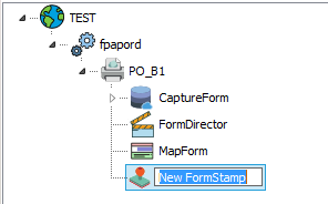 Renaming the FormStamp. The form stamp name is highlighted so that it may be edited.